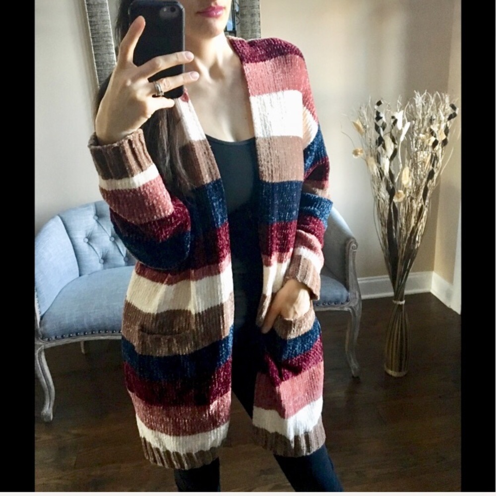 ✨NWT✨ Chenille Striped Cardigan - Picture 7 of 7
